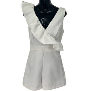 Lulus White V-Neck Romper Size Small